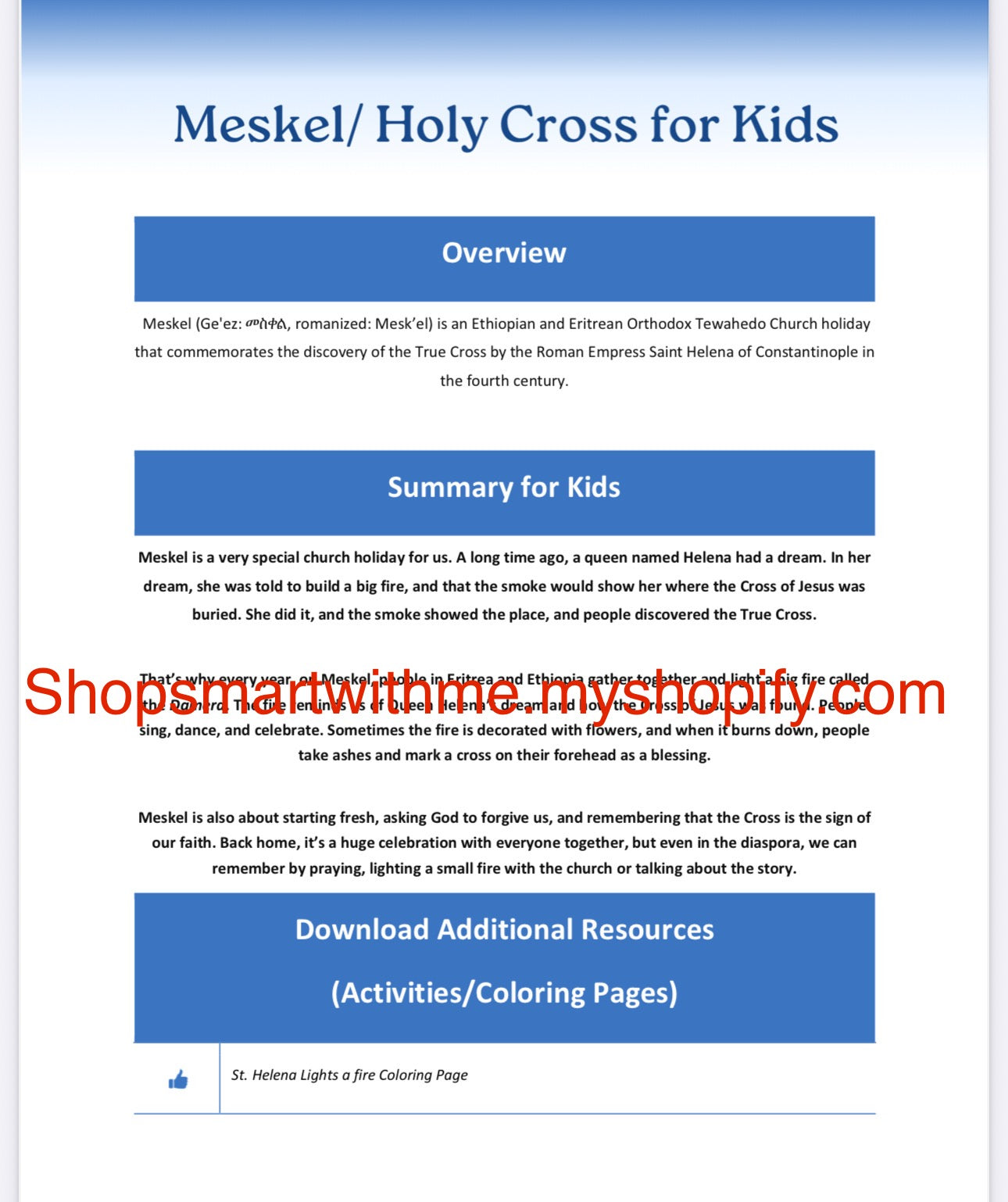 Meskel True Cross Kids Lesson & Activity Bundle