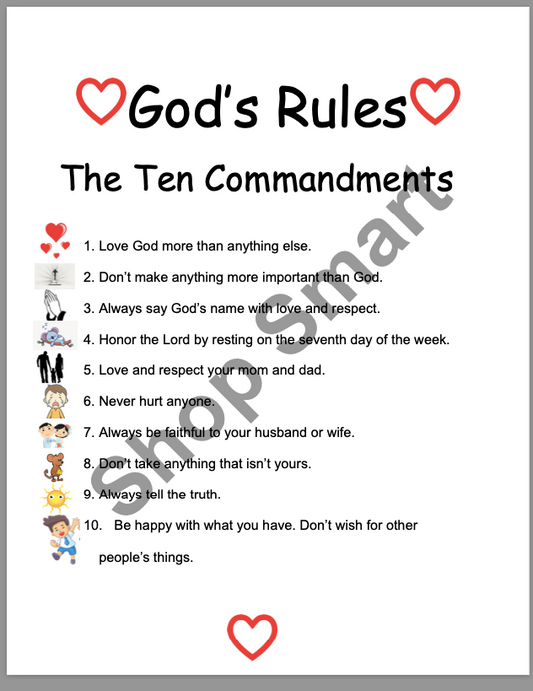 Free Digital Download- God's Rules for Kids (10 Commandments)